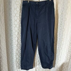 L.L. Bean Women's Original Fit Elastic Back Pants Navy Blue 16 Regular